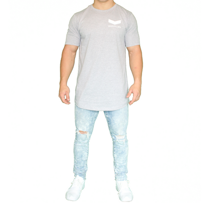 Vector Long Body Tee - Gray - White Logo
